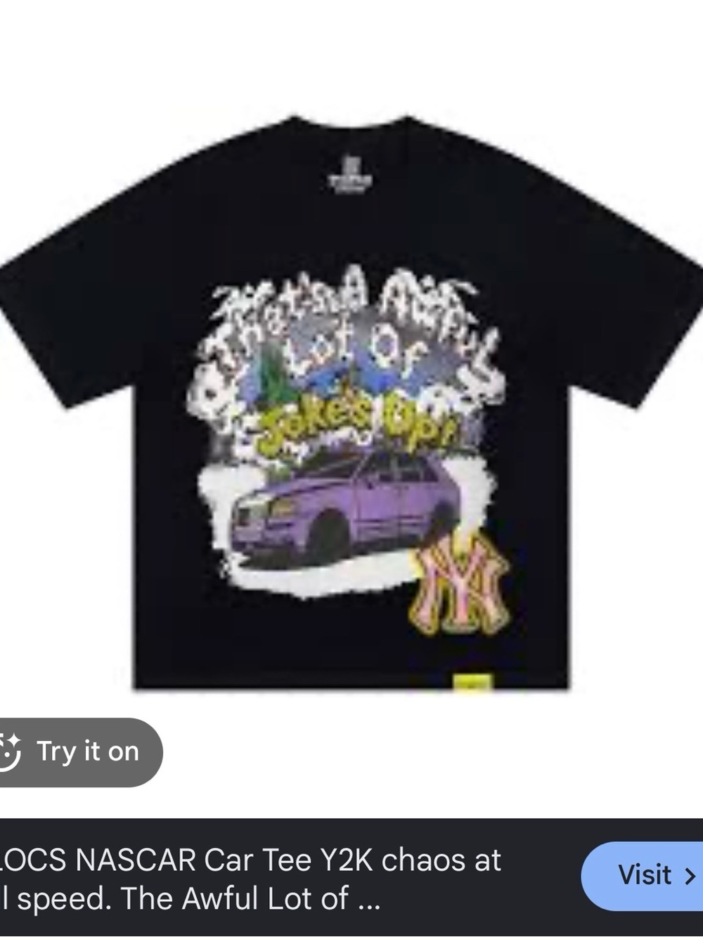 Nascar Black Short-Sleeve Tee with Purple Car Graphic